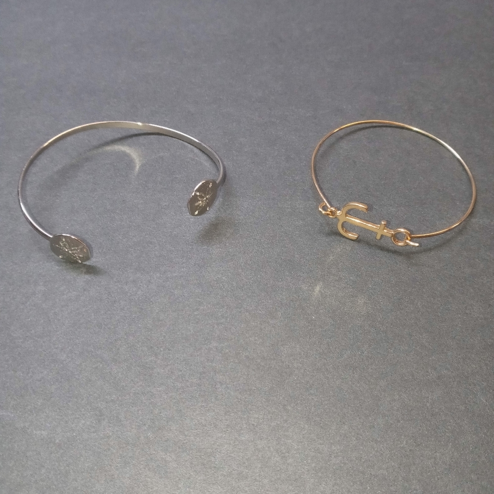 Nautical Sand dollar & Anchor bracelets- Silver And Gold Tone